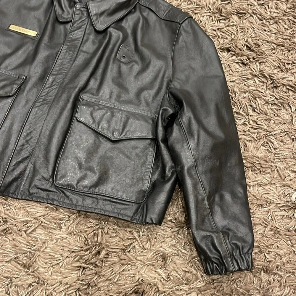 Vintage 90s Type A-2 Flight Leather Jacket 48 Deadstock Black San Diego